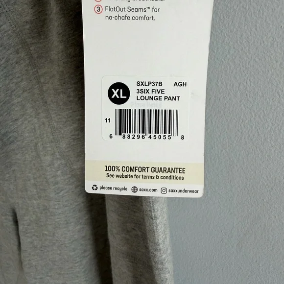 SAXX 3Six Five Lounge Pants in Ash Grey Heather  Size XL NWT - Picture 3 of 5